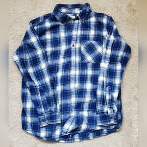 Mens Magellan Outdoors Blue Plaid Long Sleeve Shirt Size M